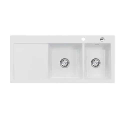 Systemceram Küchenspüle KeraDomo MERA DOUBLE Becken rechts Excenterbedienung Satin, 110/510 cm