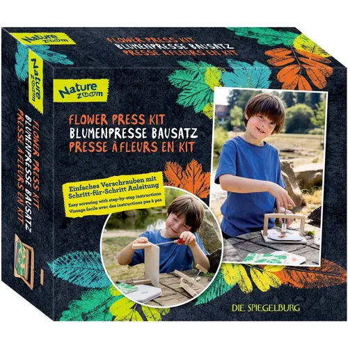 Die Spiegelburg - Bausatz Blumenpresse - Nature Zoom - 18392 - Blumenpresse für Kinder, einfach zu bauen und ideal für kreative Projekte mit Blüten und Blättern.