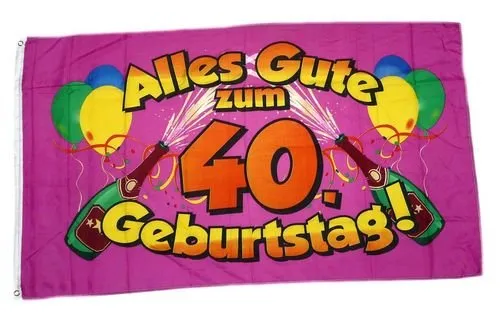Flagge/Fahne Alles Gute zum 40. Geburtstag 90 x 150 cm