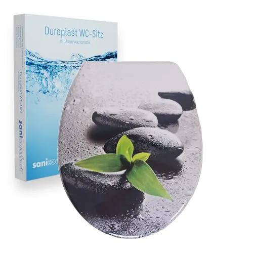 Sanicomfort WC-Sitz mit Absenkautomatik, Duroplast (Light wet Stone) - WC-Sitz aus robustem Duroplast mit innovativer Soft-Close-Technologie für sanftes, geräuschloses Schließen. Ideal für hygienische Badezimmer und passend für alle handelsüblichen WC-Becken.