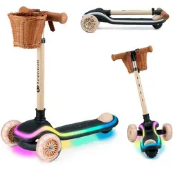 Kinderkraft RAKET Kinderroller – 3 Räder mit LED-Plattform und RGB-Rädern – Höhenverstellbar & Klappbar – Ab 2 Jahren