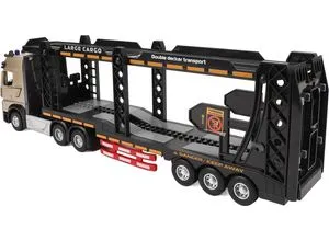 Ferngesteuerter Transport-LKW, Spielzeug-Doppelschicht-Fahrzeug mit variabler Geschwindigkeit, Kindertransporter mit zu öffnender Tür und Musik für Kinder