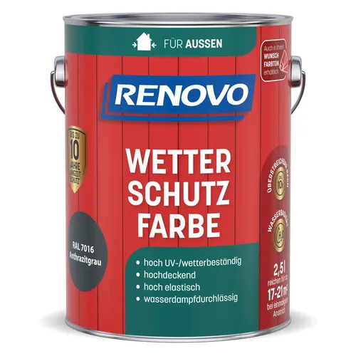 Renovo Wetterschutzfarbe anthrazitgrau RAL 7016 von Renovo