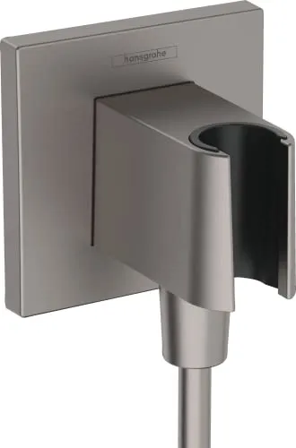 hansgrohe Fixfit E Porter KS 26889000 - Badarmaturen in brushed black chrome - Wandanschluss mit Duschkopfhalter und Rückflussverhinderer, ideal für stilvolle Badezimmerlösungen
