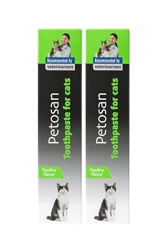 Petosan 2X Zahnpasta für Katzen - 2X 70g Geflügelgeschmack Zahnpasta für Katzen Zahnpflege - Anti-Zahnstein, Plaque Kontrolle, Tierarzt zugelassen - Frischer Atem und Mundhygiene für alle Katzen