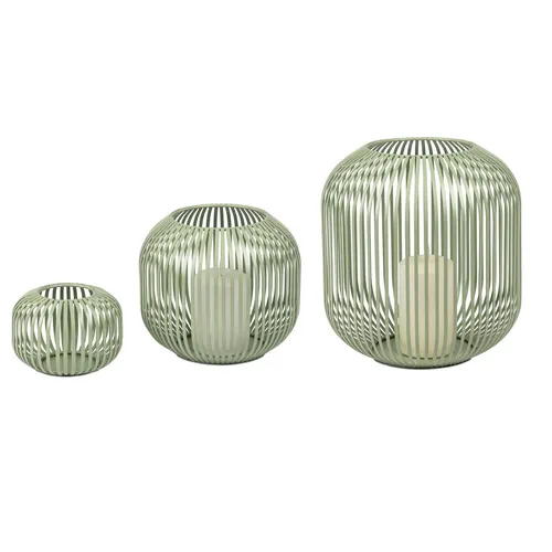 3er Set Windlichter Wili Stäbe Kugelform – Metall in Grün von formano