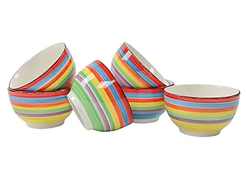 Bunte Müslischale 14x8 cm - 6er Set - Schüsselsets mit 6 bunten Müslischalen aus Porzellan, spülmaschinengeeignet und ideal für Frühstück, Salate oder Desserts.