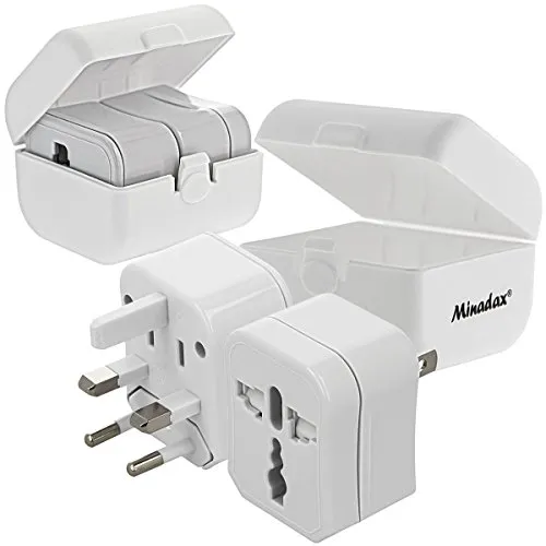 2X Reiseadapter Travel Adapter universal 3-teilig, 150 Laender EU, USA, AUS, UK Stecker, kompakt 64 x 62 x 47mm
