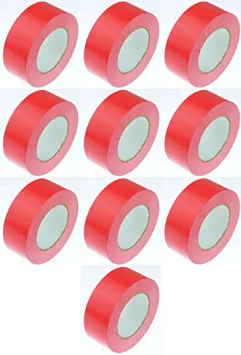 Rollen Klebeband Gewebeband 5 0m x 48 mm ROT - Panzerband Steinband Gaffa Tape Reparaturband (Rot, 10 Rollen Rot) 10