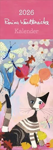 Rosina Wachtmeister Vertical Kalender 2026: Kunstvoller Wandkalender mit farbenfrohen Katzenbildern. Langer Kunst-Kalender 2026 XL. 24,5 x 69 cm.