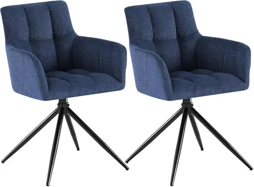 CLP Esszimmerstühle 2er Set Jonah, drehbar und modern in blau von CLP