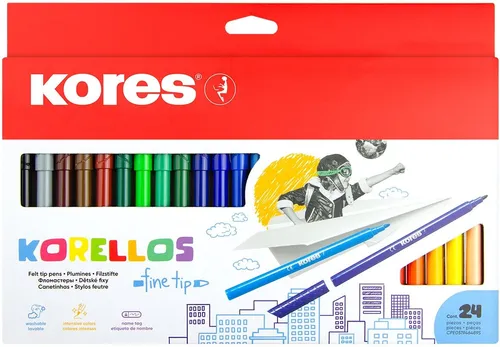 KORES KORELLOS Stifte für Kinder - dünne Spitze - 24 Farben