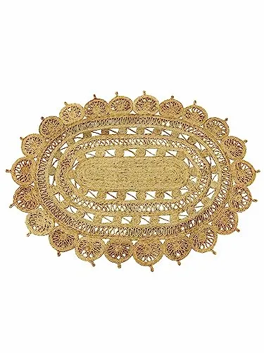 carpetfine Juteteppich Cate Oval 80x150 cm - Teppich Oval aus 100% Jute, handgewebt im Boho-Style, langlebig und pflegeleicht – ideal für Wohnzimmer, Schlafzimmer und Küche.