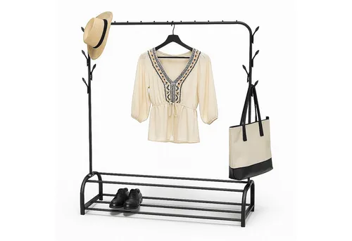 relaxdays Kleiderständer mit 2 Ablage, Schwarz
