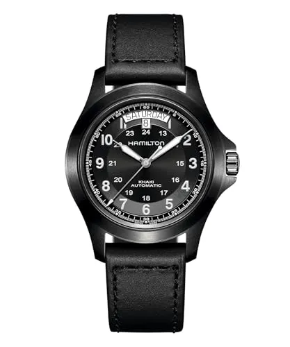 Hamilton Khaki Field King Automatikuhr mit Tag-/Datumsanzeige - Armbanduhren für Herren, mechanische Automatikuhr mit 25 Steinen, Saphirglas und 50 m Wasserdichtigkeit, ideal für Abenteuer und den Alltag.
