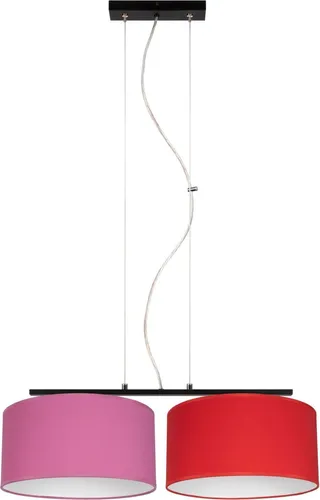 Hängelampe Esstisch - Moderne Pendelleuchte in Schwarz, Rosa und Rot - Deckenlampe für den Innenbereich, ideal für Esszimmer. Stilvolles Design mit blendarmer Stoffbespannung, sorgt für gemütliche Atmosphäre.