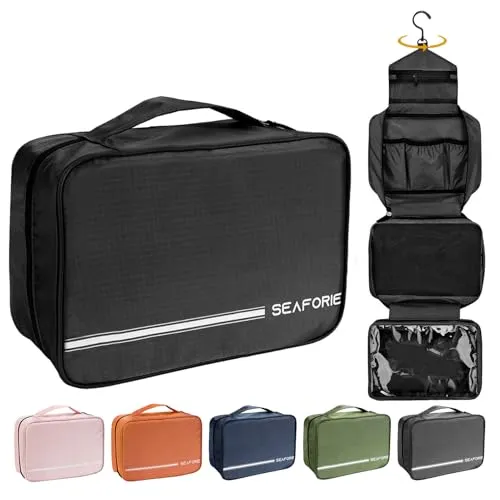 Seaforie Kulturbeutel zum aufhängen, Groß Kulturtasche Kulturbeutel für Damen und Herren, 4-in-1 Wasserdicht Waschtasche für Reisen/Camping