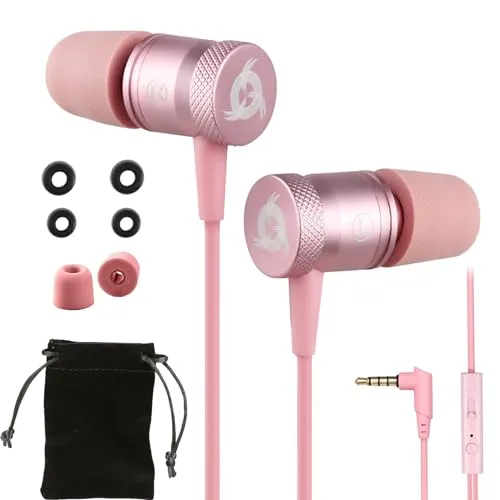 KLIM Fusion In-Ear-Kopfhörer mit Kabel & Mikrofon Hi-Fi, Memory-Schaum, 3,5 mm Klinke, Pink