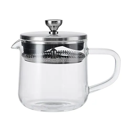 La Cafetière Loose Leaf 2 Tassen/550ml Teekanne mit Deckel, hitzebeständiges Glas-Tee-Ei mit integriertem Edelstahlfilter für Teeblätter und gemahlenen Kaffeeaufguss, Durchsichtig
