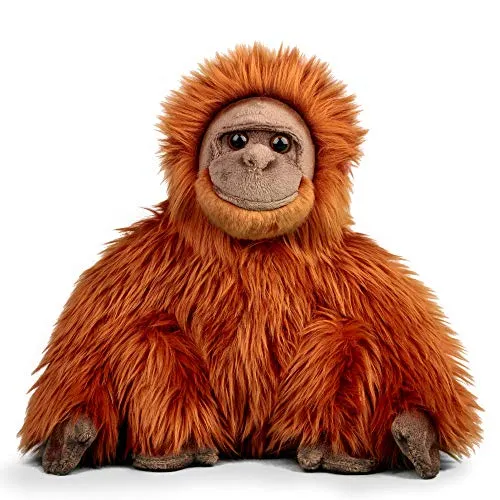 Animigos Plüschtier Orang Utan - Stofftier in realistischem Design, kuschelig weich und ca. 30 cm groß, ideal für Tierliebhaber und als lehrreiches Spielzeug mit Infoblatt über die Lebensweise.