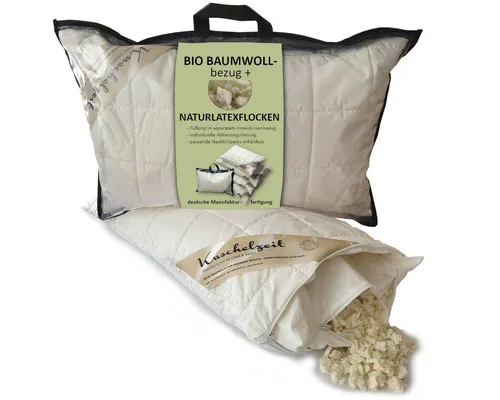 Meivita Kopfkissen mit Naturlatexflocken - Kopfkissen aus 100% Naturlatexflocken mit kbA Baumwollbezug, ideal für alle Schlaftypen. Individuell höhenverstellbar für optimalen Komfort und beste Feuchtigkeitsregulierung.
