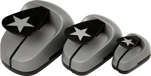 Stanzer Set - 3 Stück, Größe 25 + 49 + 75 mm, Stern - Papierstanzer Set für kreative Projekte, ideal zum Prägen auf verschiedenen Materialien wie Schaumstoff und Karton. Perfekt für Bastelarbeiten und Scrapbooking.