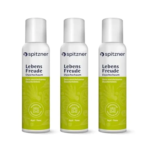 Spitzner Duschschaum Acai-Yuzu (3 x 150 ml) – Vitalisierende Wellness-Dusche, exotische Power-Früchte, sanft reinigender Schaum, hautverträglich und vegan