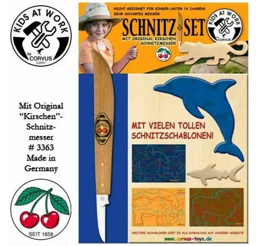 Corvus Experimentierkasten Schnitzset Messer + Holz