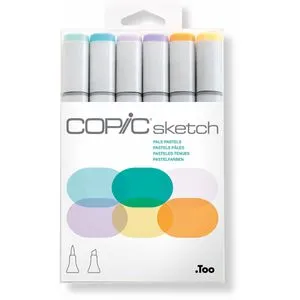 COPIC Layoutmarker Sketch Set Pale Pastels – 6 Farben - Schreibutensilien mit flexibler Pinselspitze für perfektes Schattieren und Verblenden. Professionelle Qualitätstinte, nachfüllbar und ultra-mischbar.