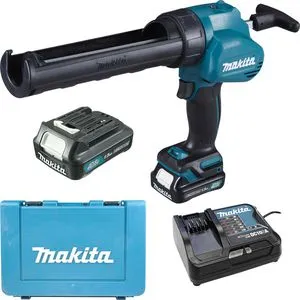 Makita Kartuschenpresse CG100DSYEX, Akku 12V, elektrisch - Kartuschenpressen Set mit 2 Akkus und Ladegerät, ideal für präzises Abdichten und Leimen. 5 einstellbare Drehzahlen und LED-Licht für optimale Sicht bei der Arbeit.