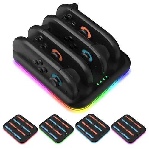 Für Nintendo Switch 2 4-fach Controller Ladestation RGB Schwarz