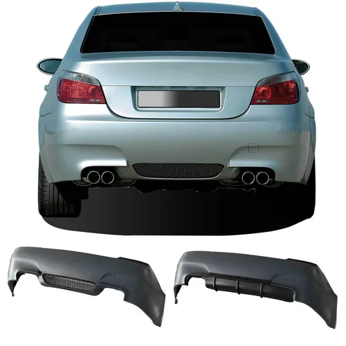JOM Heckstoßstange für BMW E60 2003-2010 - Schwarz 4tlg - Hochwertige Heckstoßstange für BMW 5 SERIES E60 (2003-2010). Robustes Kunststoffmaterial, einfache Montage und perfekte Passform sorgen für ein stilvolles Upgrade Ihrer Fahrzeugoptik.