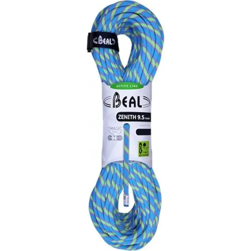 Beal Zenith 9,5mm - Hochleistungs-Kletterseil - Einfachseil für erfahrene Kletterer, leicht und geschmeidig, ideal für Sportklettern und Mehrseillängen-Touren. Erhältlich in Längen von 50m bis 80m.