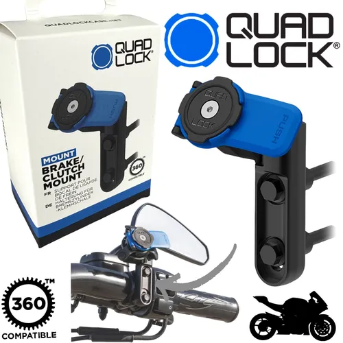 QUAD LOCK Brake Clutch Mount - Motorrad Handy Halter - Praktische Halterung für dein Smartphone am Bremshebel, robustes Design und ideal für Motorradfahrer.