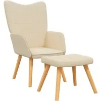 vidaXL Relaxsessel mit Hocker Creme Stoff von vidaXL