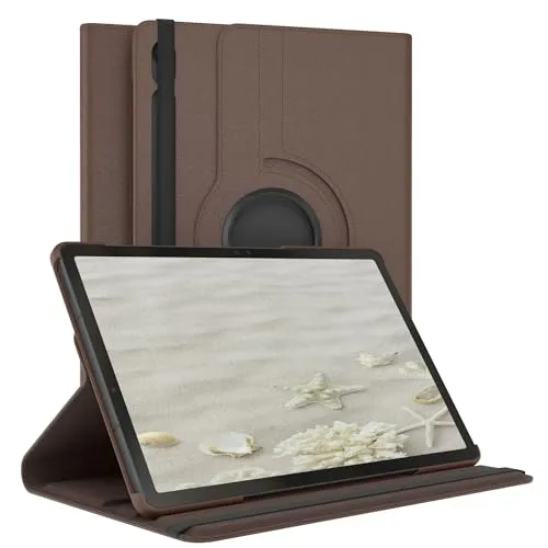 EAZY CASE - Tablet Hülle für iPad Samung Galaxy Tab S10 Lite Schutzhülle 10,9 Zoll Smart Cover Tablet Case Rotationcase zum Aufstellen Klapphülle 360° drehbar mit Standfunktion Tasche Kunstleder Braun