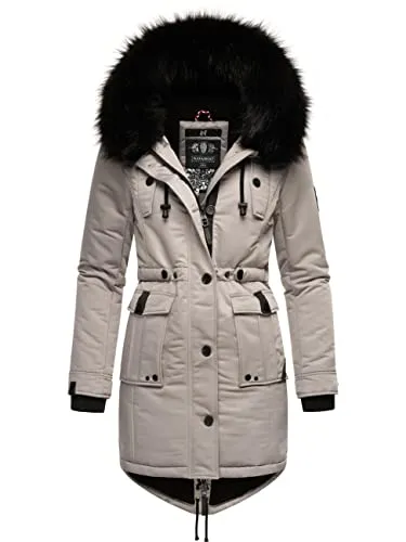Navahoo Damen Winterparka Luluna Prc Zinc Grey XXL - Funktionsjacke mit abnehmbarer Kunstfellkapuze und warmem Teddyfellfutter, ideal für kalte Herbst- und Wintertage. Taillierter Schnitt für figurschmeichelnde Passform.