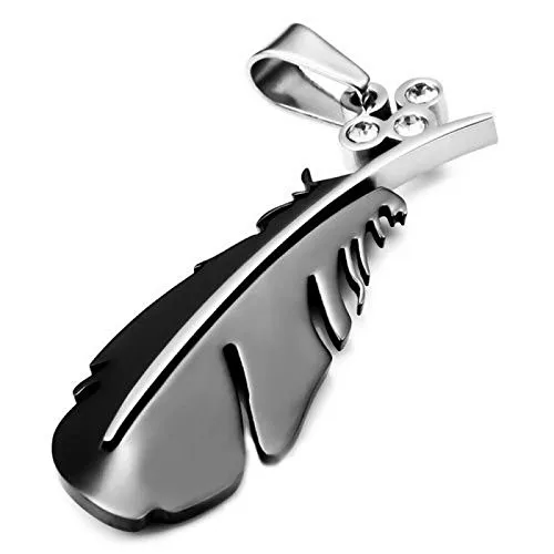 Indianischer Federkiel Energie Magnetschmuck Anhänger Feder schwarz Energetix 4you 3447 mit Swarovski Elements inkl. Kette