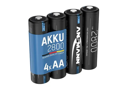 ANSMANN AG Akku Mignon AA, min. 2650 mAh 1,2V, 4 Stück, hohe Kapazität Akku 2800 mAh (1.2 V)
