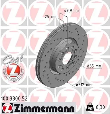Zimmermann Bremsscheibe SPORT Z 100.3300.52 von Zimmermann