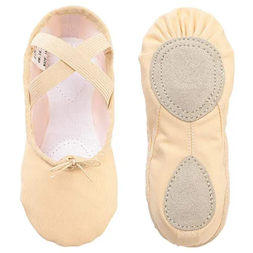 Ballettschuhe Tanzschuhe Ballerinas ballettschläppchen tanzschläppchen Gymnastikschuhe Segeltuch für Mädchen Kinder Damen,Beige 31 …