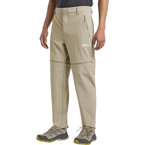 Jack Wolfskin Hikeout Zip OFF Pants M stone (4030) 58 Regular - Wanderhose für Herren mit abzippbaren Beinen, wind- und wasserabweisend für wechselhaftes Wetter, ideal für aktive Outdoor-Abenteuer.