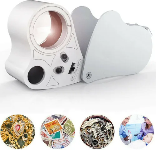60x 30x Taschenlupe Juwelierlupe Vergrößerungsglas Leselupe Leuchtlupe Handlupe Leselupe Lupe mit Licht LED