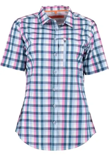 TOM COLLINS Damen Bluse Kurzarm Freizeitbluse mit Liegekragen Plixo, Größe:48, Farbe:Mittelblau