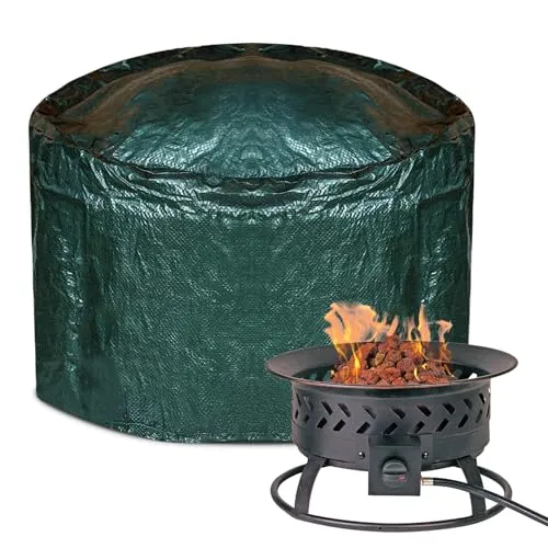 Feuerschalenabdeckung rund, wasserdicht, Stoff, für den Außenbereich, robust, UV-beständig, mit Kordelzug (84 x 50 x 0,5 cm)