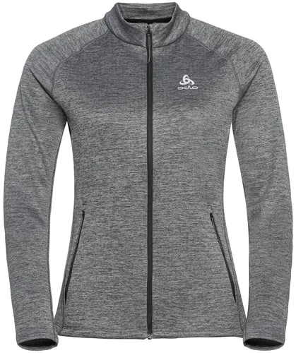Odlo Damen Fli Mid Layer Full Zip grau - Trainingsbekleidung für maximale Wärme bei minimalem Gewicht: Die Jacke aus Stretchfleece bietet hervorragendes Feuchtigkeitsmanagement und Bewegungsfreiheit für intensive Herausforderungen.