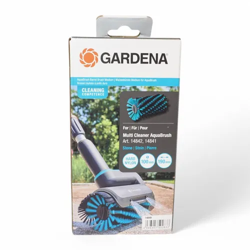 Gardena Walzenbürste Medium für AquaBrush - Zubehör für Akku-Multi-Reiniger, kraftvolle Reinigung robuster Oberflächen mit verschiedenen Borstenlängen