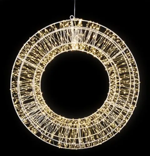 Lunartec Fensterbeleuchtung: 3D-LED-Lichterkranz, Firework-Effekt, 1.800 LEDs, warmweiß, IP44, 58cm (Deko-Kränze, Dekos Wohnzimmer)