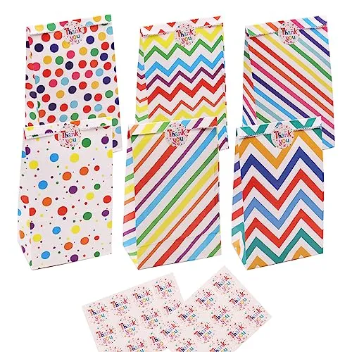 Geschenktüten Kindergeburtstag 24 Stück Papiertüten Bunte Papier Tüte Süßigkeiten Mitgebsel Candy Goodie Tüten Geschenktüte Kinder zum Verpacken von Party, Geschenken, Geburtstag, Hochzeit, Feiern
