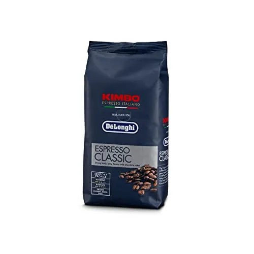De'Longhi Kimbo DLSC610 Kaffeebohnen, 100% Arabica und Robusta für Kaffeevollautomaten, 250 g, hergestellt in Italien, mittlere Röstung, würziger Geschmack, Herkunft Brasilien, Kolumbien und Indien